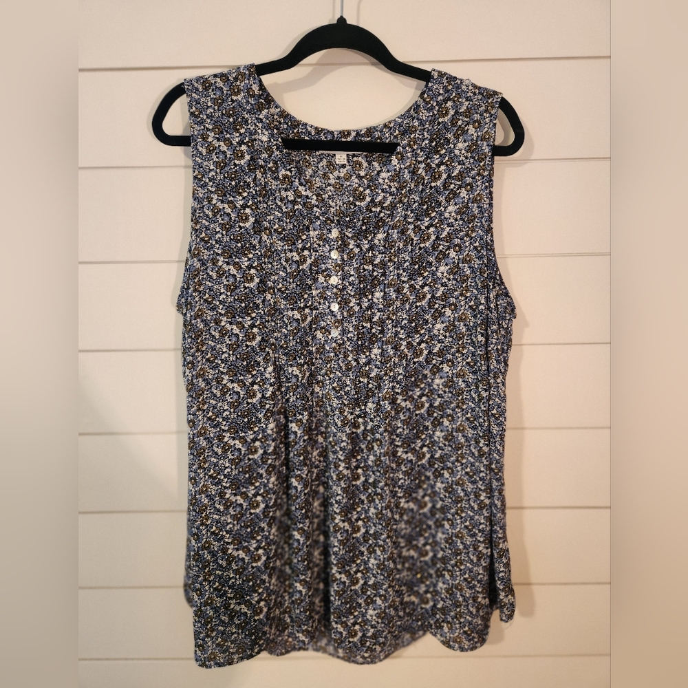Rose + Olive Sleeveless Blouse 1X